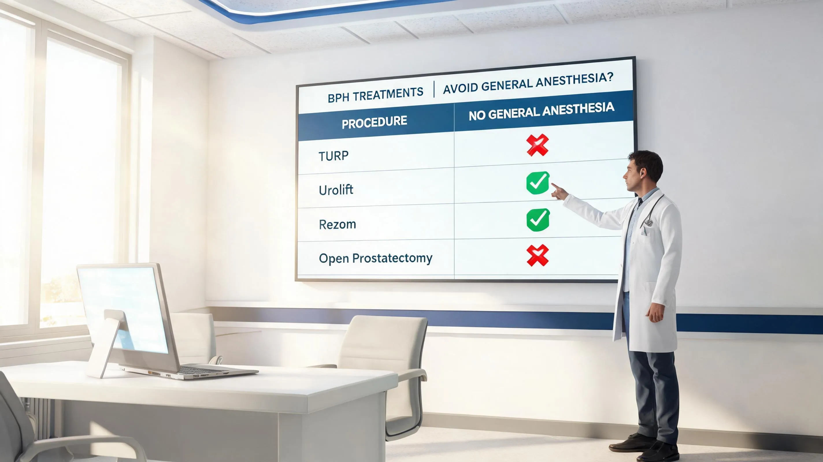 Which BPH procedures can be done under sedation and local anesthesia